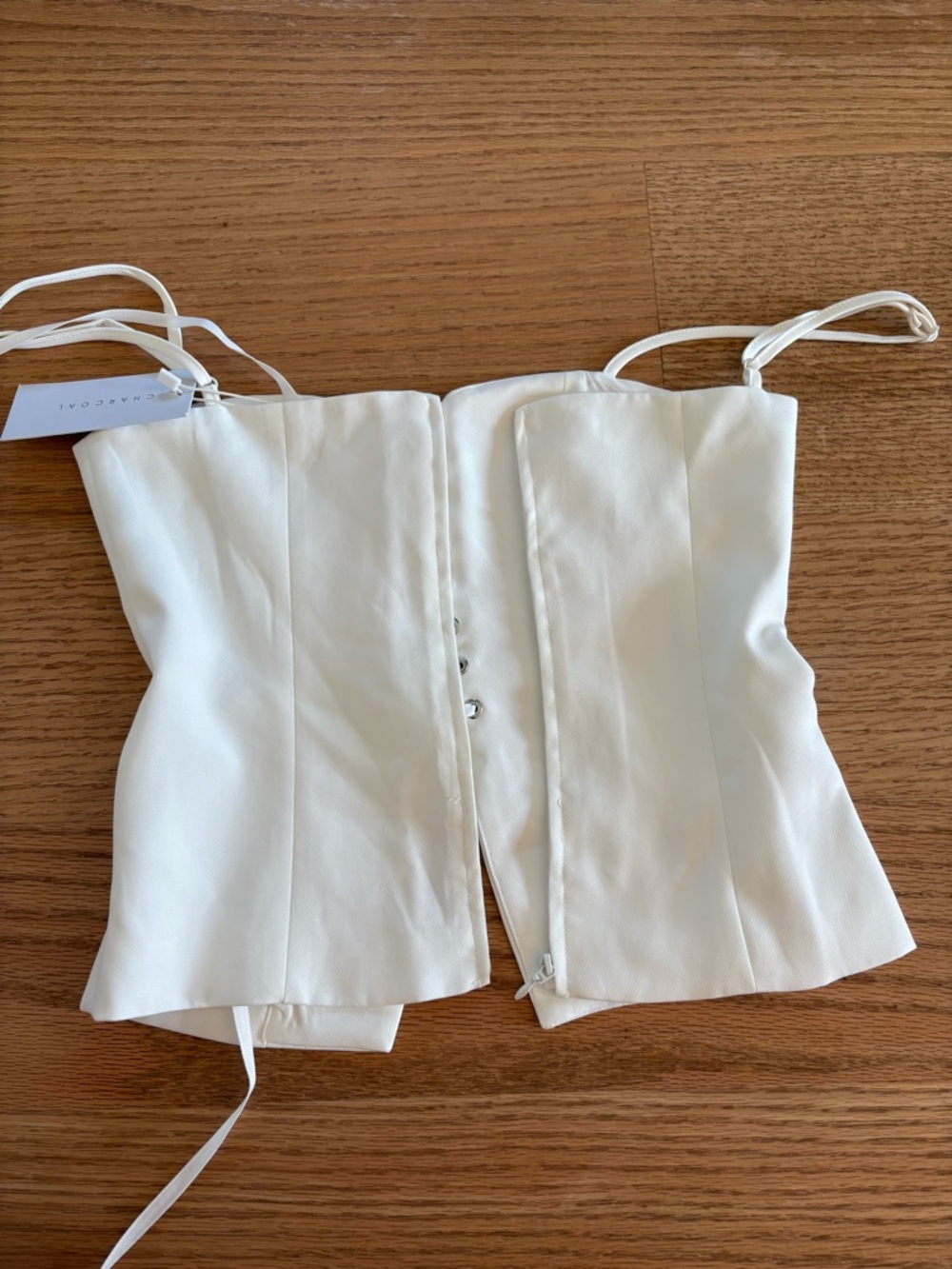 White Lace-Up Corset Top - Picture 2 of 3